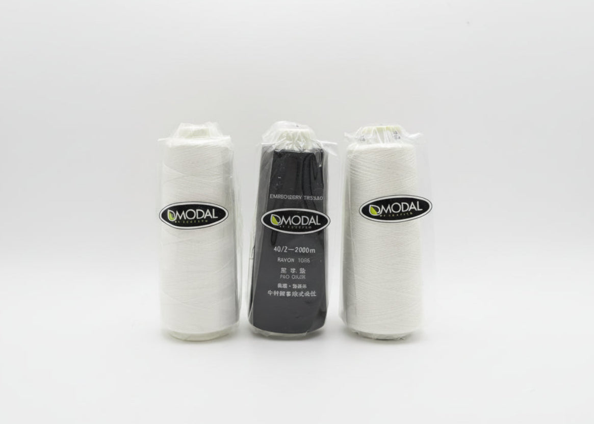 モダール（マットタイプ/ヒートカット可能/レーヨンミシン刺繍糸）白・黒・ 生成