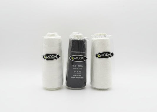 モダール（マットタイプ/ヒートカット可能/レーヨンミシン刺繍糸）白・黒・ 生成